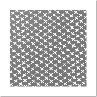 X stitches pattern - gray and white Posters and Art